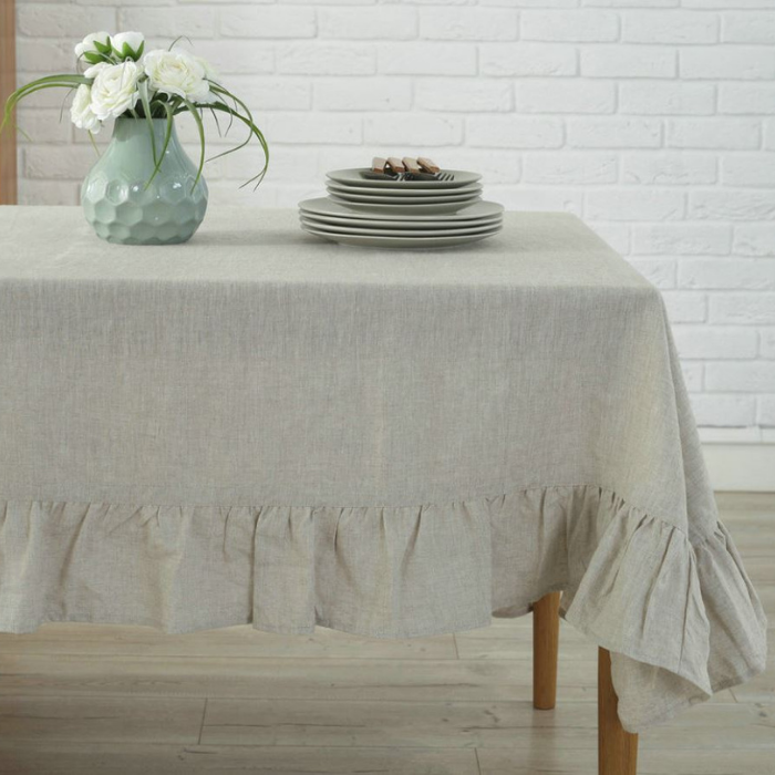 Ruffle Edge Linen Table Cloth
