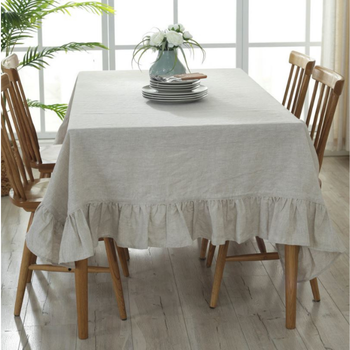 Ruffle Edge Linen Table Cloth