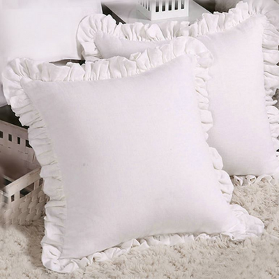 Romantic Ruffle Edge Linen Cushion Cover
