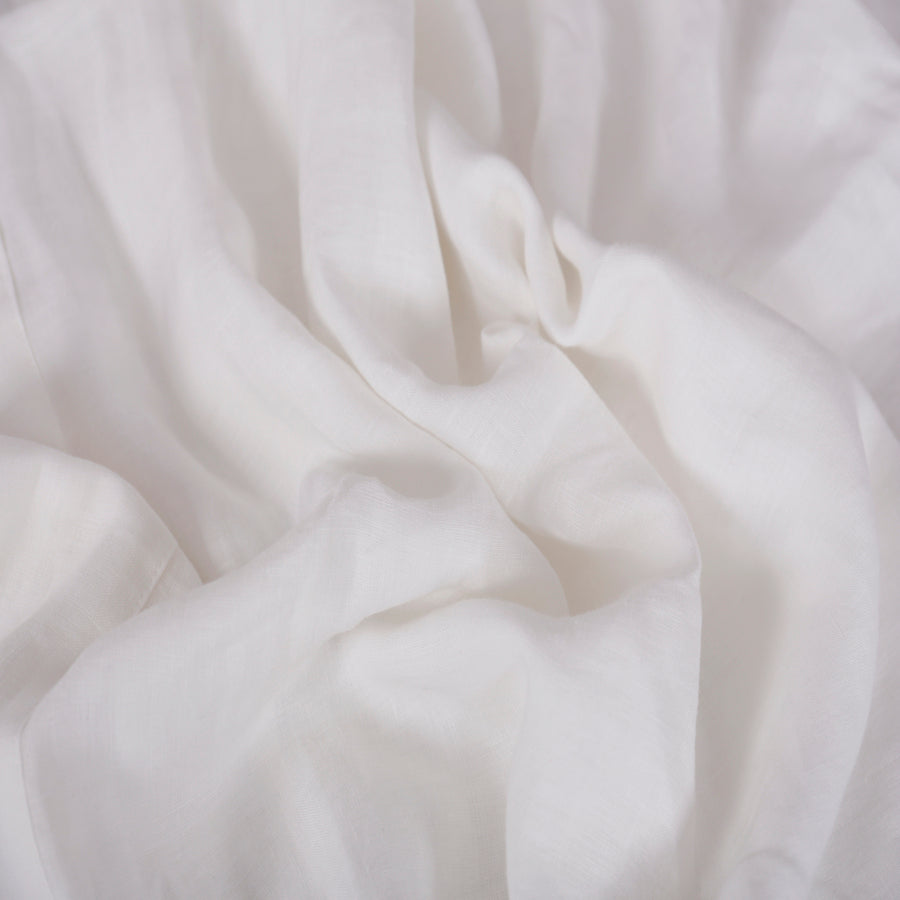 100% Flax Linen Fitted Sheet - White