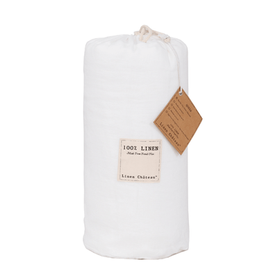 100% Flax Linen Sheet Set - White